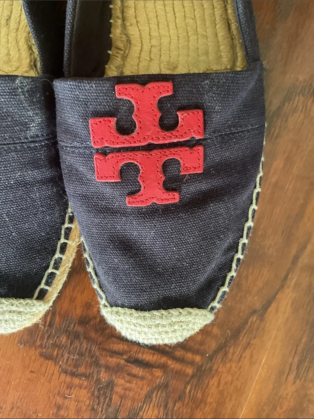 Tory Burch Navy Espadrille Slip-On with Red Logo